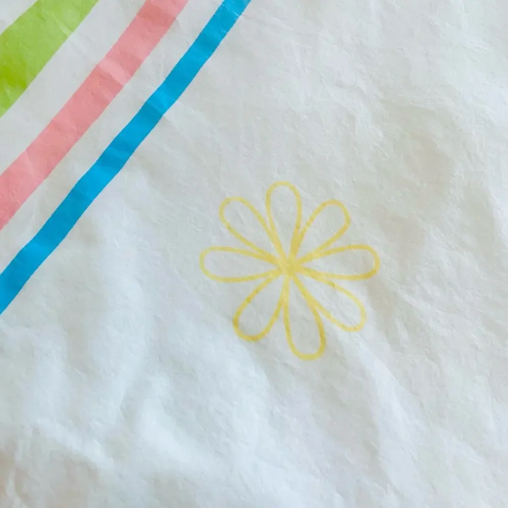 Vintage Twin Size Duvet Cover Mid Century MCM Bedding Floral Print Pink White